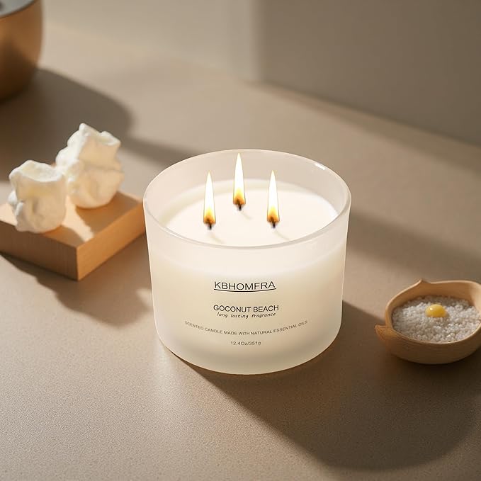 Scented Candle for Home, Coconut Vanilla Fall Candles, Soy Wax 12.4oz Large Capacity,3-Wick 70 Hours Burn,for Festival Luxury Gift,Sleep Decor Relaxation Ambience