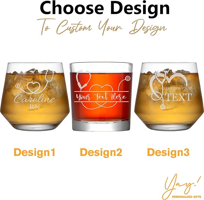 Custom Engraved Whiskey Glass - Personalized Nurse Gifts, Graduation Gift for Nurses Week Retirement Graduation Appreciation Present for School Nursing Student RN Practitioner