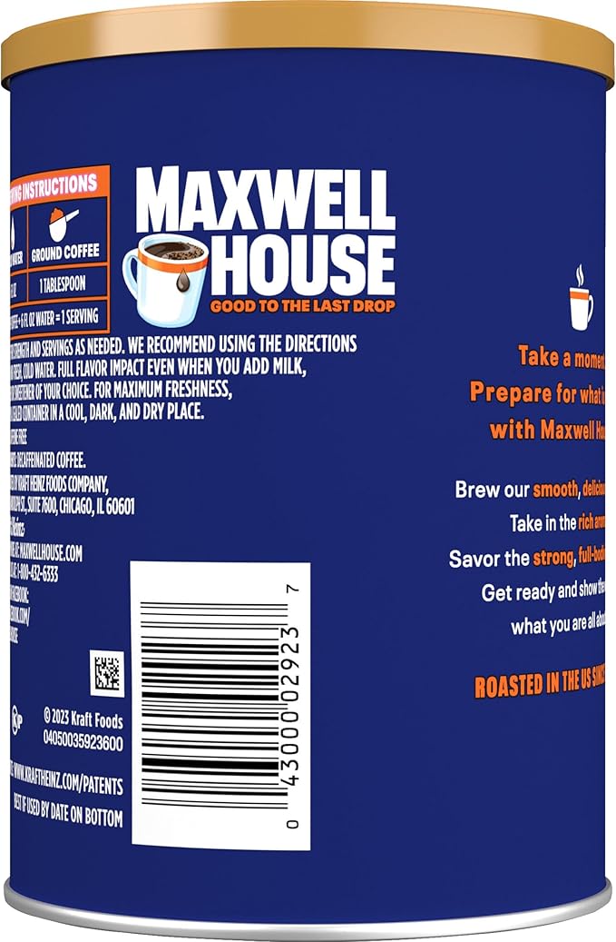 Maxwell House Original Blend Decaf Ground Coffee, Medium Roast, 11 Ounce Canister