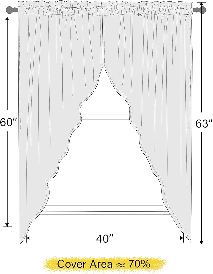 NICETOWN Swag Waterfall Curtains for Bedroom, Farmhouse Rod Pocket Window Curtains for Living Room, Room Darkening Country Curtains for Bathroom (Dark Mallard, 1 Pair, 36" x 63" x 18" per Panel)