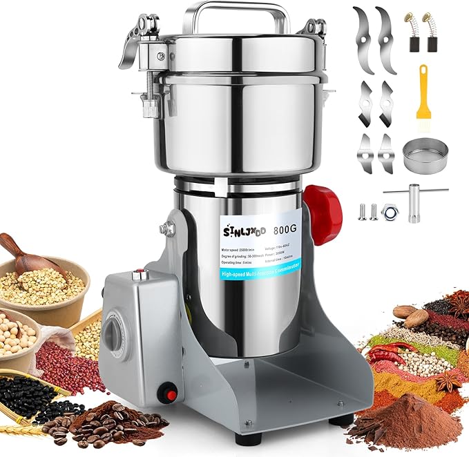 Electric Grain Mill Grinder - Swing Type 3500W 110V 2000g Commercial Spice Grinder,Suitable for Flour,Corn,and Coffee,Indian Spices,Herbs,Pepper(2000g)