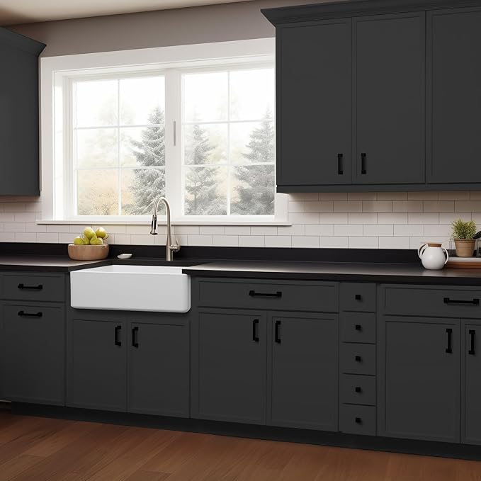 Solid Wood 5-Drawer Spice Cabinet for Kitchen, Soft Close Drawer Glides, Freestanding Storage Organizer, Fits 6" Base Cabinets, Natural Birch Wood (NT-Charcoal Black, 6" W x 24" D x 34.5" H)