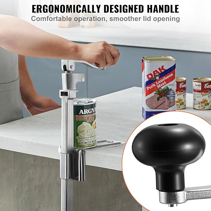 VEVOR Commercial Can Opener, Heavy-Duty Manual Tabletop Cans Opener for Cans Up to 11.8 in Height, Height-Adjustable Professional Can Openers with Stainless Steel Blade, for Restaurant & Food Store