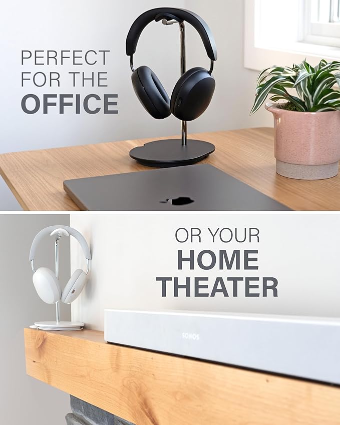Sanus Sonos Ace Headphones Stand - Premium Stand w/Silicone Cradle Prevents Creasing & Built-in Cable Management w/Magnetic Clip for Fast Charging - Tool-Free Setup - White Sonos Headphones Holder