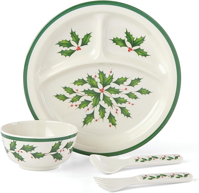 Lenox 885787 Holiday-Children's 4-Piece Dinner-Set, Christmas Dinnerware, Hosting