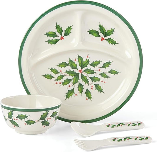 Lenox 885787 Holiday-Children's 4-Piece Dinner-Set, Christmas Dinnerware, Hosting
