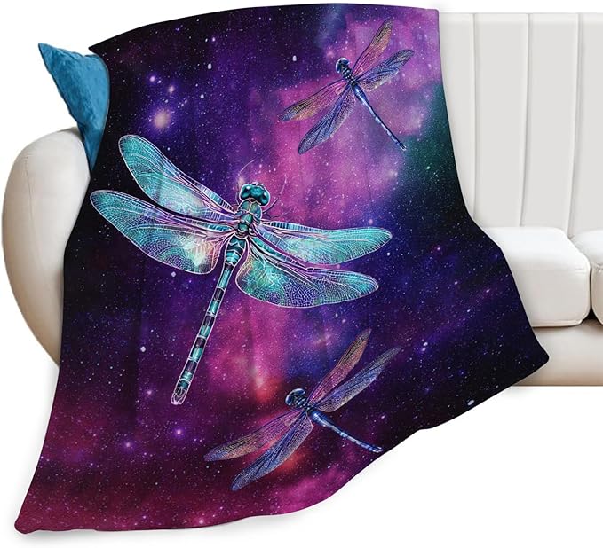 Dragonfly Blanket Gifts for Girls Boys Dragonfly Lovers Throw Blankets Cozy Plush Fleece Flannel Fuzzy for Women Men Decor 50"X40"