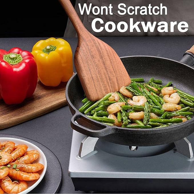 Wooden Spoons for Cooking 9 Pieces Set, TeakWooden Kitchen Utensil Set, Wooden Cooking Utensils Spoons, Spatulas, Heat-Resistant, Lightweight & Durable, Perfect for Non-Stick Cookware