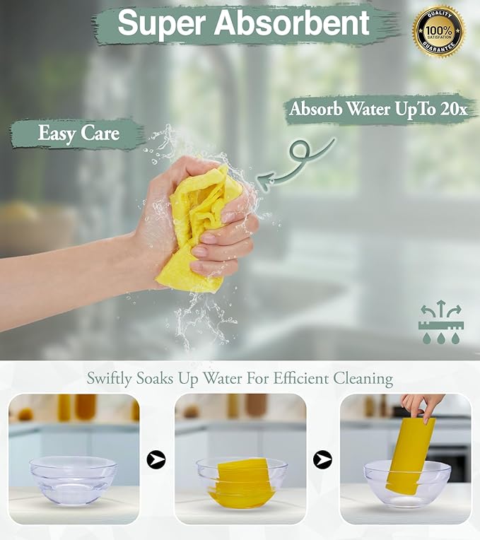 10 PCS Swedish Dishcloths for Kitchen 100% Biodegradable | Reusable Cellulose Sponge Cloths | Ultra Absorbent, Eco-Friendly Cleaning Towels | Dishcloths for Washing Dishes & General Cleaning