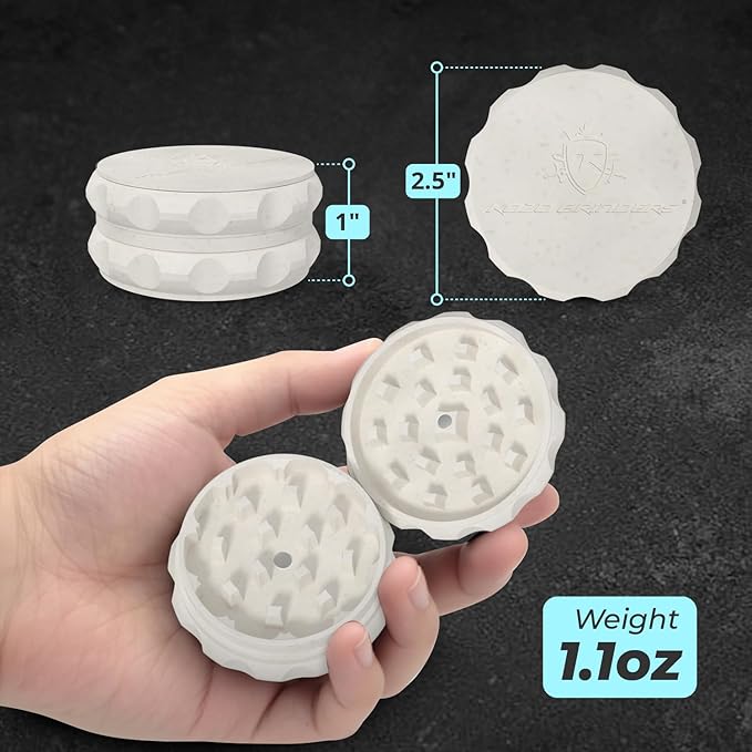 2.5" Spice Grinder 2-Piece, Strong Grip By Kozo. (White)