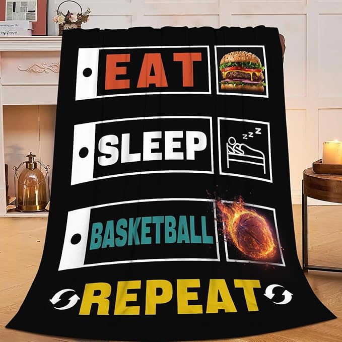 Basketball Blanket Gifts for Girls Boys Sports Throw Cozy Plush Fleece Flannel Lightweight Fuzzy Party Blankets for Women Men 60"X50"
