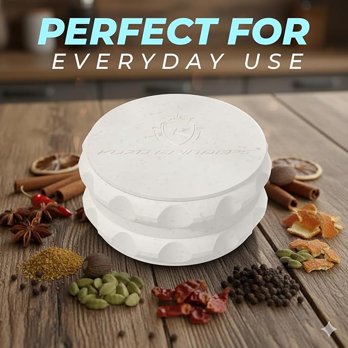 2.5" Spice Grinder 2-Piece, Strong Grip By Kozo. (White)