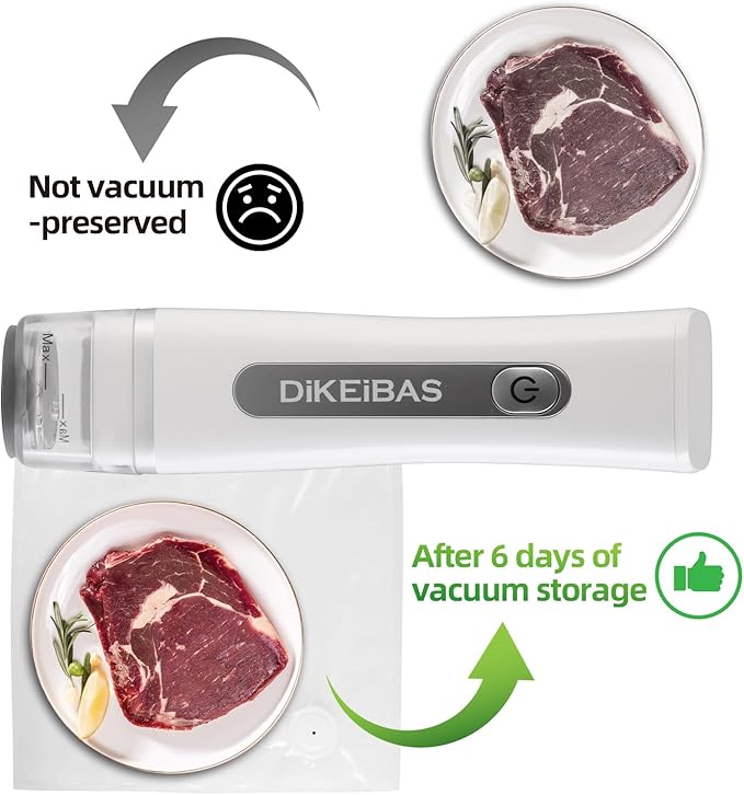 Handheld Vacuum Sealer & Food Saver with 30 Reusable Bags – Keeps Food Fresh 6X Longer | One-Touch Seal & USB Rechargeable | Leak-Proof for Meat, Meal Prep & Travel | Compact Food Preservation System