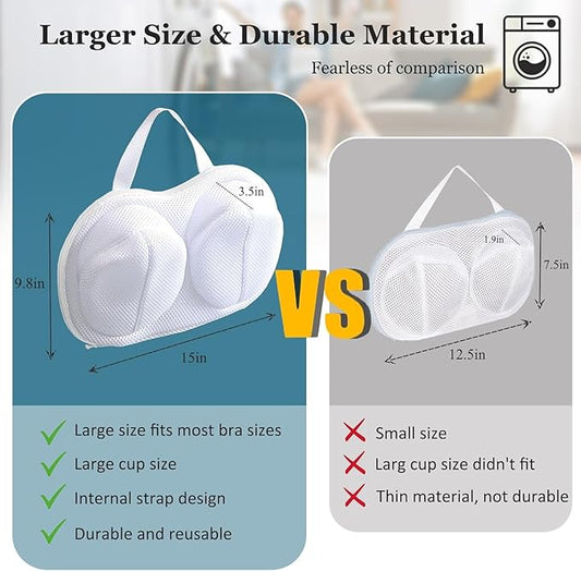 4 Pack Large Bra Laundry Bags for Washing Machine, Lingerie Bag for Washing Delicates Underwear Brassiere, Bra Washer Protector for Laundry (White 4 pack)