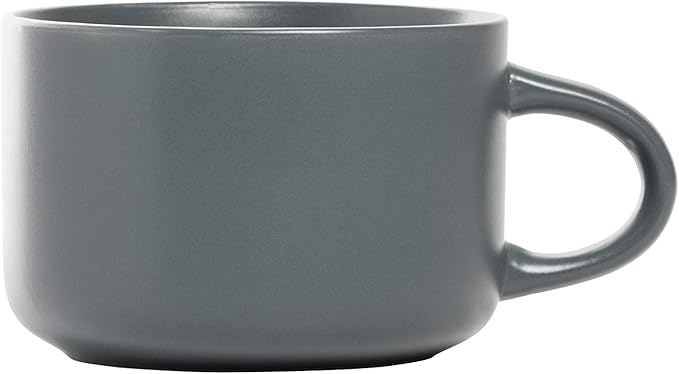 10 Strawberry Street Wazee Matte Coupe Dinnerware Set, 16 pc, Charcoal Gray