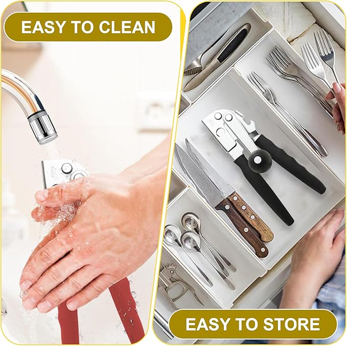 Commercial Can Opener, Stainless Steel Heavy Duty Manual Hand Crank Can Opener, with Comfortable Ergonomic Design Extra-long Handles, Large Handheld Smooth Can Open Easy for Big Cans, Black