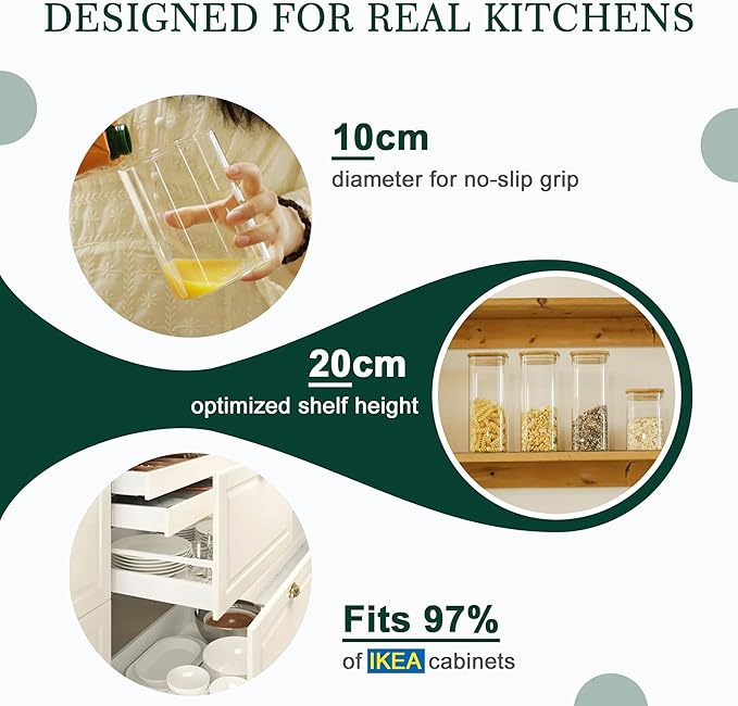 LIBWYS Kitchen Glass Jars Set with Bamboo Lids for Storage (8pcs plus)