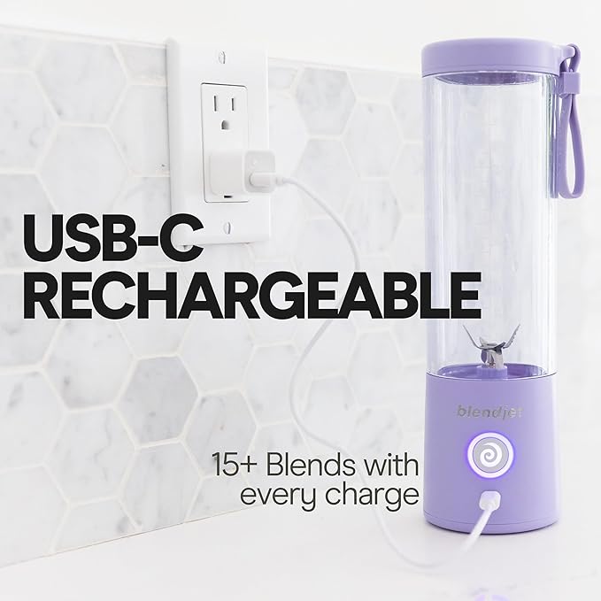 BlendJet 2 Portable Blender for Smoothies & Shakes - BlendJet Cordless Personal & Small Blender, USB-C Rechargeable & Self Cleaning - (White, 20 oz.)