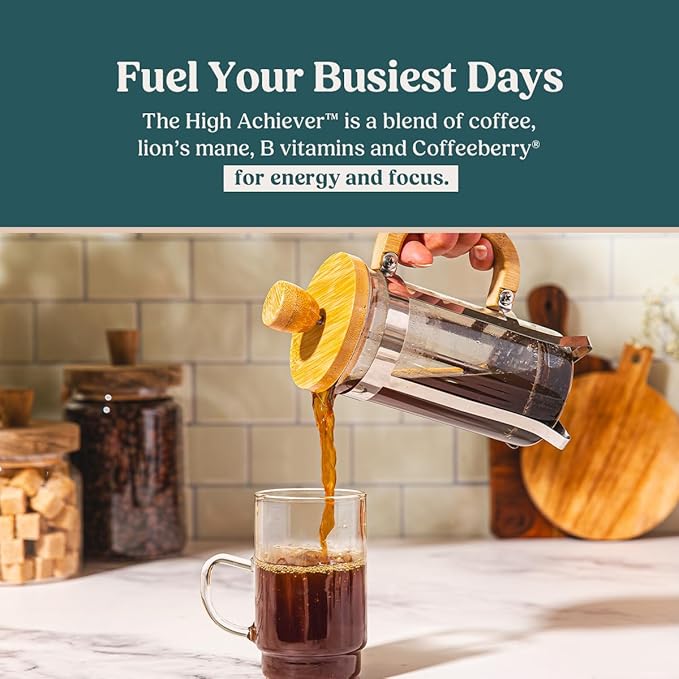Bulletproof The High Achiever Single-Serve Pods, 72 count, Medium-Dark Roast Enhanced Coffee with Lion's Mane Mushroom, B Vitamins, and Adaptogens for Energy and Focus