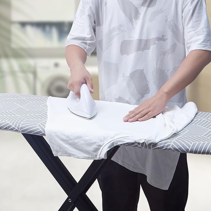 Seiritex Ironing Board Cover with Padding 15 x 54 inch Standard Full Size, Heat Reflective with Hook and Loop Fasteners, Thick Padding with Elasticized Edges, 3 Layers Iron Board Cover (Gray Cube)