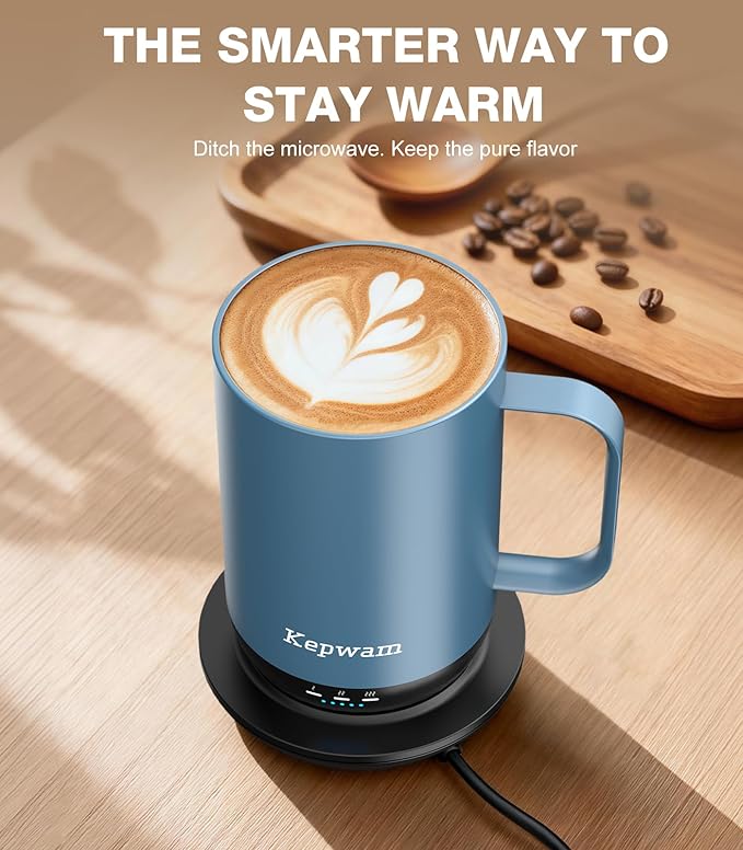 Self-Heating Coffee Mug T1-16oz, Fast Heating Rechargeable Heated Coffee Mug, Smart Mug with App & Button Control, Ideal Gift for Coffee Lovers & Hot Drink Enthusiasts