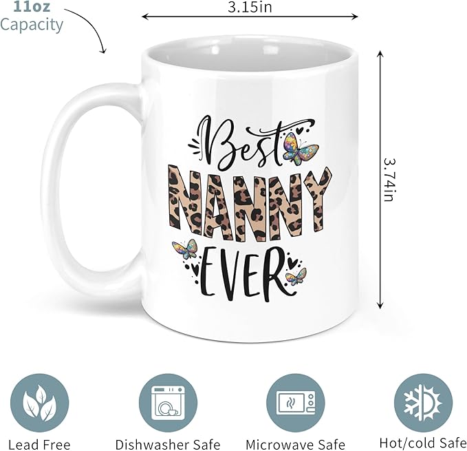 Nanny Gifts Christmas from Grandchildren 11oz Mug, Mothers Day Gifts for Nanny, Grandma Birthday Gift Ideas, Best Nannies Ever Coffee Mug