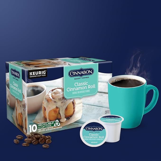 Cinnabon Classic Cinnamon Roll Coffee, Keurig Single Serve K-Cup Pods, Light Roast Coffee, 60 Count, (6 Packs of 10)