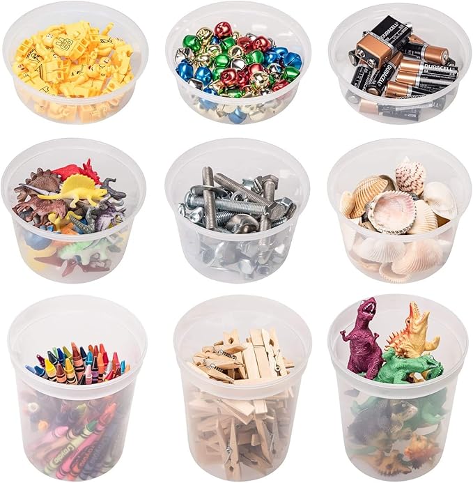 DuraHome Food Storage Containers with Lids 8oz, 16oz, 32oz Freezer Deli Cups Combo Pack, 70 Sets BPA-Free Leakproof Round Clear Takeout Container Meal Prep Microwavable (70 Sets - Mixed sizes)