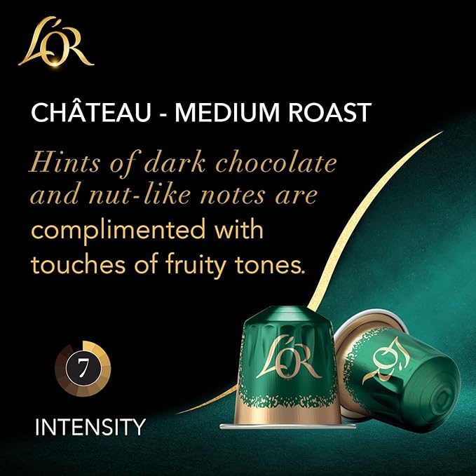 L'OR Coffee Pods, 10 Count Chateau Medium Roast Blend, Single-Serve Aluminum Coffee Capsules Compatible with the L'OR BARISTA System & *Nespresso Original Machines, 10 count (Pack of 1)