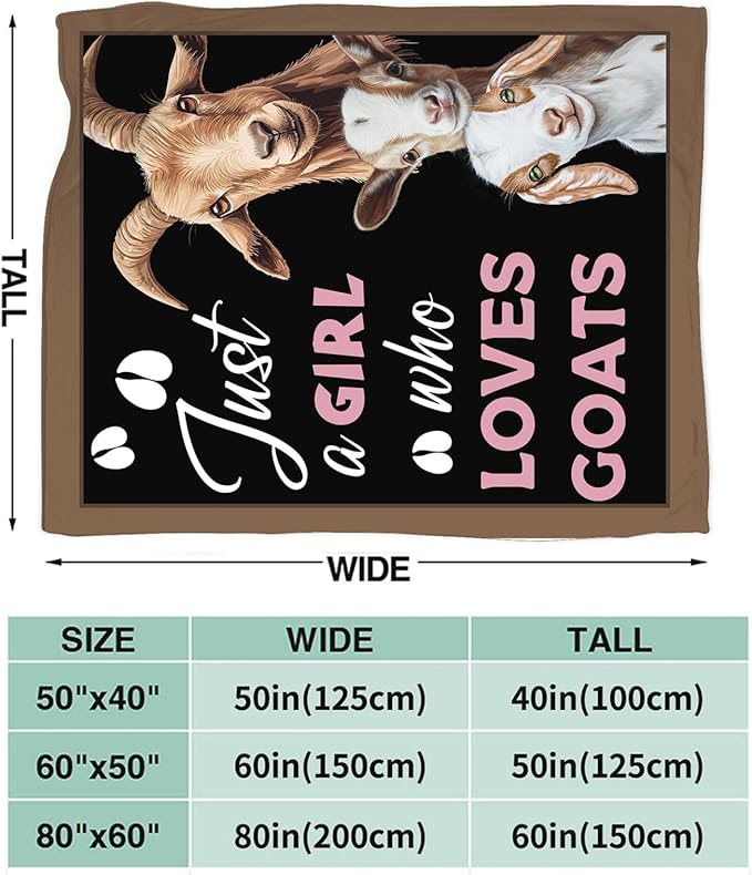 Goat Blanket for Girls Women Goats Gifts Lovers Throw Blankets Cozy Plush Fleece Animal Flannel Fuzzy for Couch Chair Bed 60"X50"