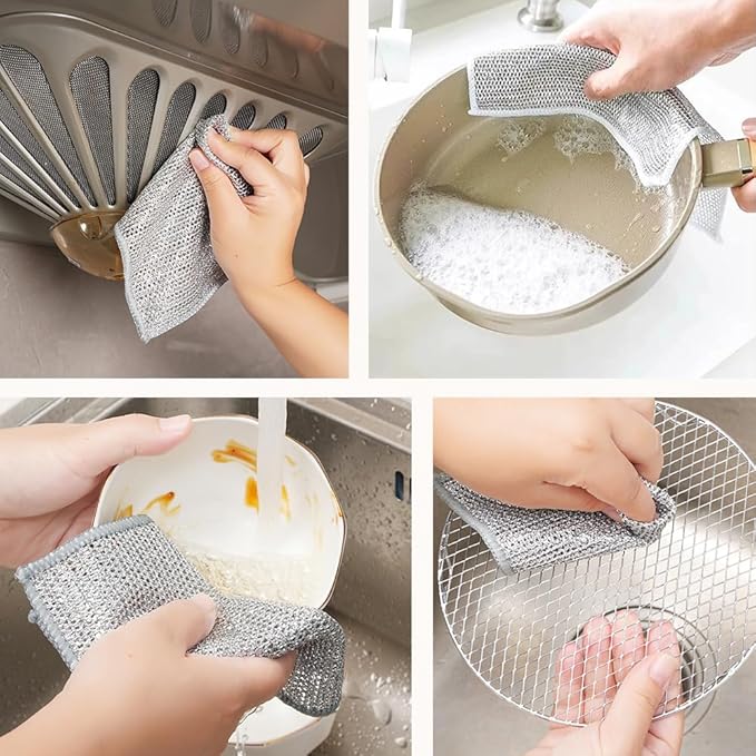 2024 New Multipurpose Wire Dishwashing Rags, Premium Metal Wire Dishwashing Cloth Scrubs Cleans, Scrubbing Wire Dishwashing Rags Non-Scratch Wire Dishcloth for Dishes, Sinks (15)