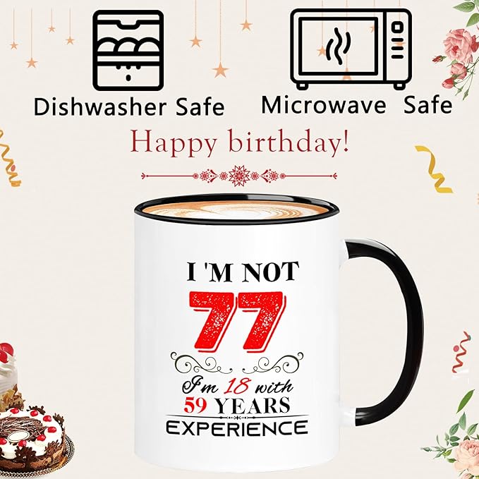 1948 77th Birthday Mug for Women Men, Turning 77 Year Old Birthday Gifts for Mom, Dad, Grandma, Grandpa, Wife, Husband, Daughter, Sister, Best Friends, Coworkers, Her, Him, 11oz Coffee Cup