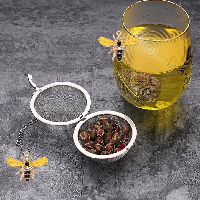 3 Pcs Tea Infusers for Loose Tea Leaf Steeper Tea Balls for Loose Tea Diffusers for Loose Tea Stainless Steel Tea Infuser Loose Leaf Tea Steeper with Metal Pendant (Bee 3)