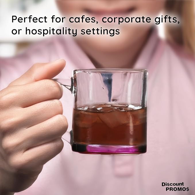 Libbey Clear Glass Coffee Mugs 13 oz. Set of 10, Bulk Pack - Perfect for Coffee, Tea, Espresso, Hot Cocoa, Other Beverages - Pink Bottom