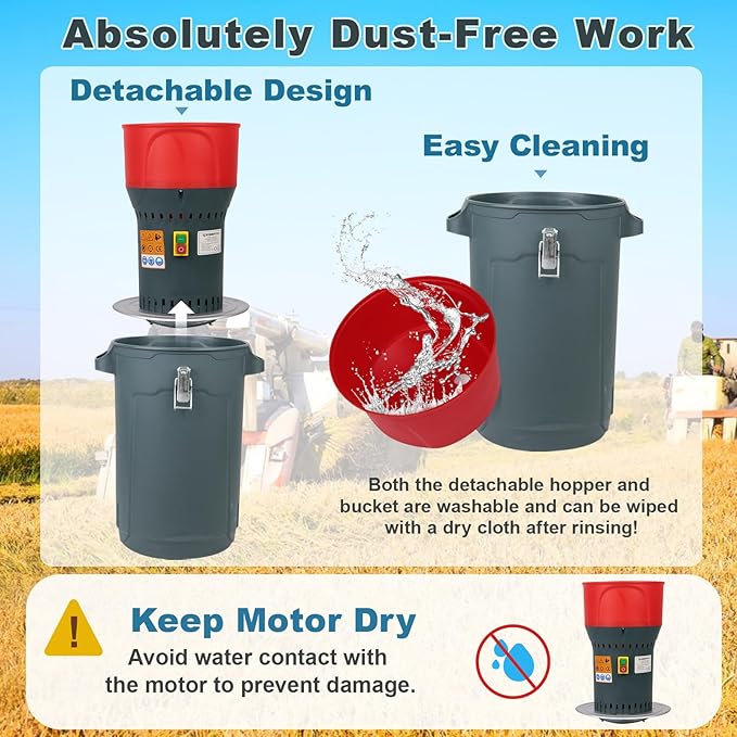 15.8 Gallons Corn Grinder Mill, Dry Grain Mill Grinders Electric, Grain Grinder Mills, Farm Home Wheat Grinders for Spice Rice Feed Flour Cereals, 7 Sizes Sieves