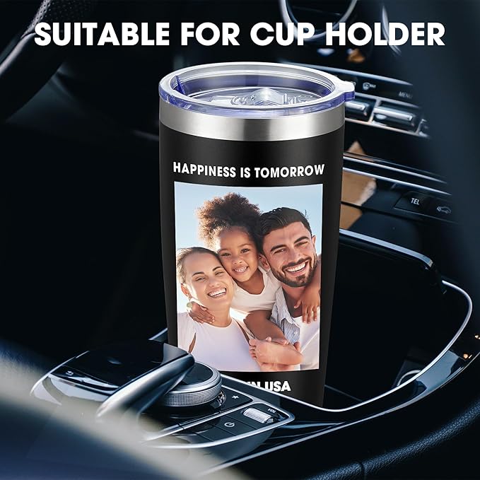 Personalized Coffee Tumbler Print in USA 20oz Stainless Steel Double Wall Insulated Coffee Cup With Text Photo Logo