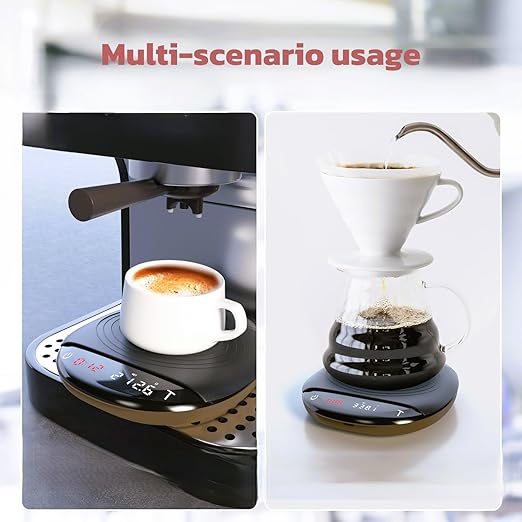Mini Coffee Scale with Timer - Digital Espresso Scale 2kg/0.1g Accuracy Pour Over Coffee Rechargeable Down to 0.1g High Precision for Kitchen Food Weighing Measuring Baking Brown