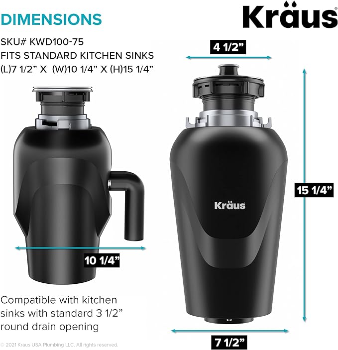 KRAUS Kore Workstation 27-inch Undermount 16 Gauge Stainless Kitchen Sink, Single Bowl Kitchen Sink with 3/4 HP Garbage Disposal, KWU110-27-100-75MB