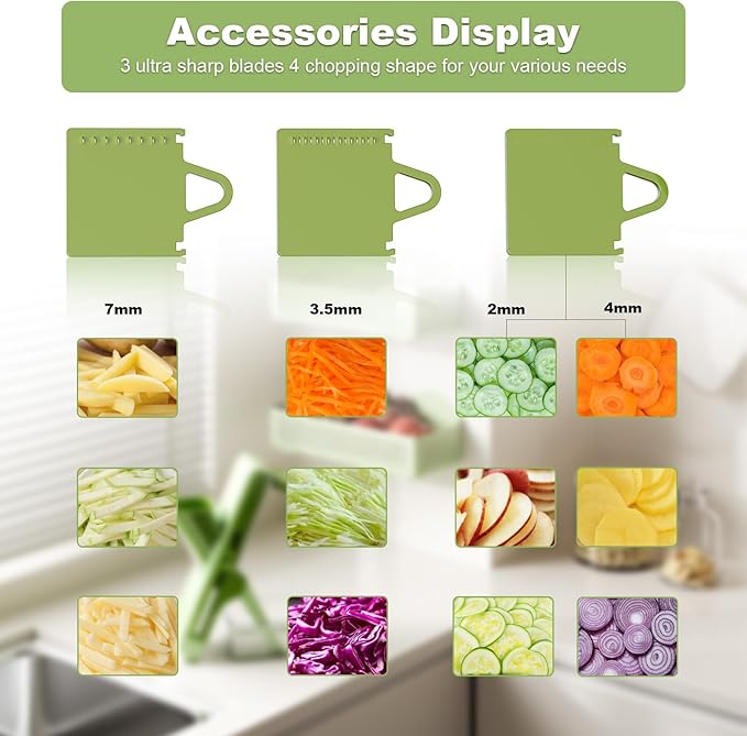 Eletronova Safe Mandoline Slicer for Kitchen, Vegetable Slicer for Kitchen