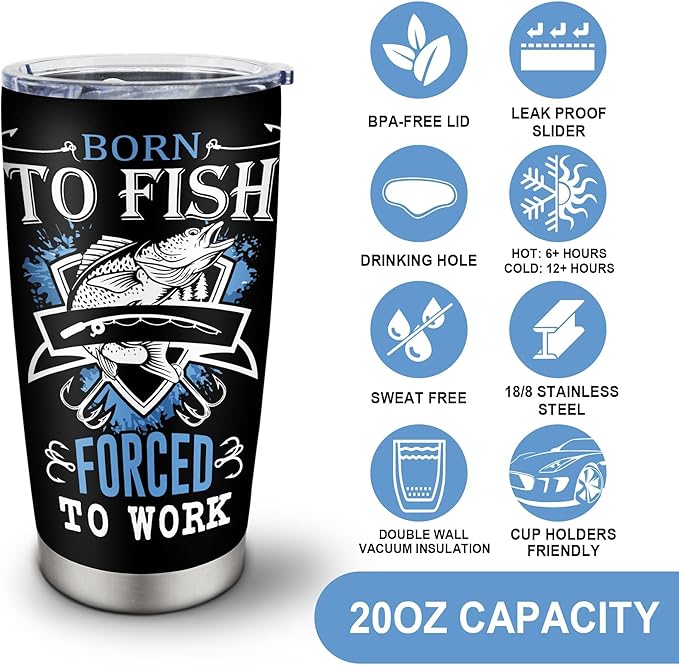 Christmas Fishing Gifts for Men, Unique Fishing Gifts for Dad/Grandpa/Boys, Gift for Fisherman, Dad/Papa Fisherman Present, Birthday Present for Mens Who Love to Fish Tumbler 20oz