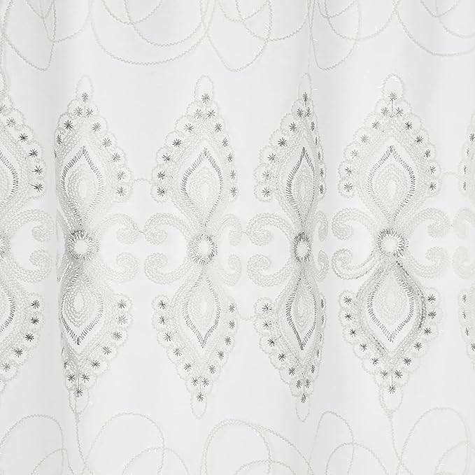 Zahari Home Monaco Bathroom Shower Curtain Set - 13pc Classic Luxury Contemporary Design with 12 Hooks