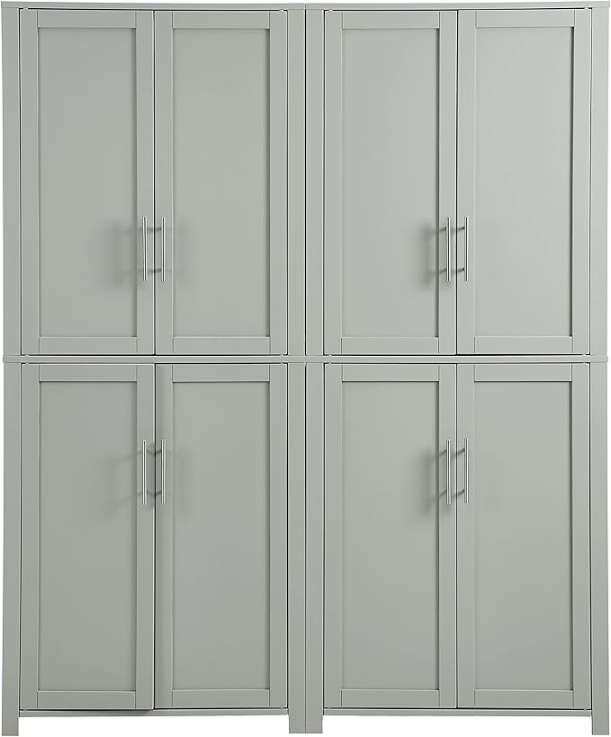 Crosley Furniture Savannah 2-Piece Pantry Storage Cabinet Set with Shelves, Kitchen, Dining, or Laundry Room, Gray