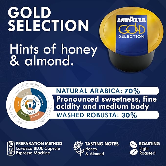 Lavazza Blue Capsules Coffee Pods Variety Pack – 100 Count (2 Packs of 50) – Top Class & Gold Selection Medium Roast Espresso – Compatible with Lavazza LB Machines Only