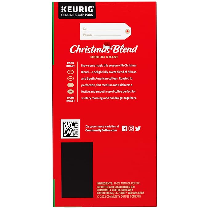Community Coffee Christmas Blend 24 Count Coffee Pods, Medium Roast, Compatible with Keurig 2.0 K-Cup Brewers, 24 Count (Pack of 1)