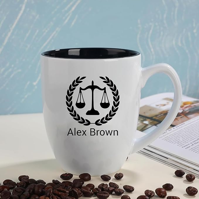 Personalized Lawyer Gifts for Men, 16oz Custom Coffee Mug, Pass the Bar Exam Gifts for Female Lawyers, Office Present for Attorney, JD, Future Lawyer, Law School Graduation Gift for Men