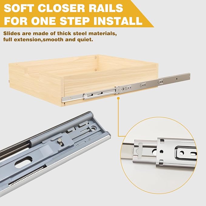 Pull Out Cabinet Organizer, 14''W×21''D×16''H Soft Close Slide Out Wooden Pull out Drawers, Double Tier Slide out Wood Cabinet Organizer, for Base Cabinet Organization in Kitchen, Pantry, Bathroom