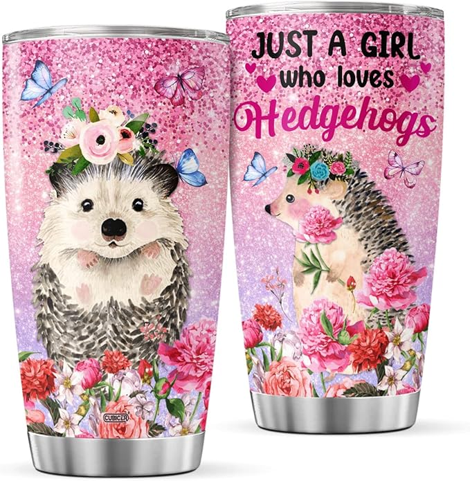 CUBICER Hedgehog Stainless Steel Tumblers Coffee Tumbler Gifts For Hedgehog Lovers Women Men On Christmas Day Mug 20 oz Travel Cup Travel Insulated Mugs Decor Kitchen Accessories