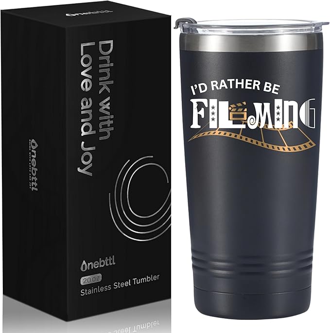 Onebttl Gifts for Aspiring Filmmakers, Director Gift, Theater Gift on Filmmaker Day, Birthday and Christmas, 20 oz Insulated Stainless Steel Tumbler - I'D RATHER BE FILMING