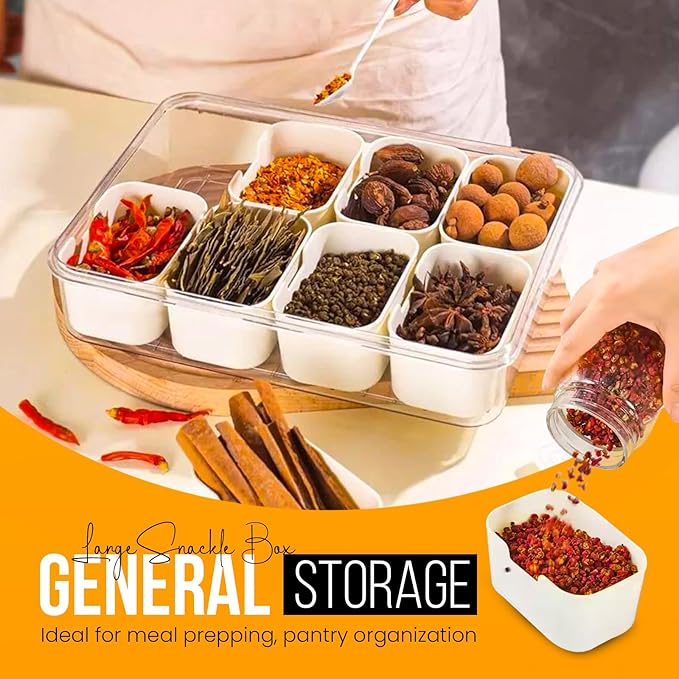 Snackle Box Container (3-Pack) Snack Box Container with Lid | Divided Serving Tray with Lid | Large & Small Airtight Snack Tray, Veggie Tray, Snacklebox for Travel, Snacks, Fruits & More