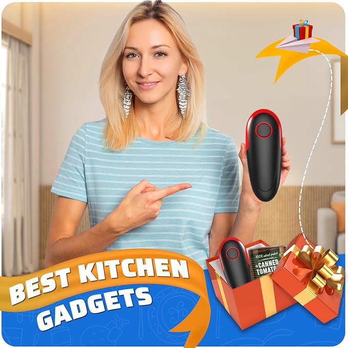 Electric Can Opener, Handheld Smooth Edge No Sharp, Portable Automatic Can Opener for Camping, Best Kitchen Gadgets Easy for Arthritis Patients